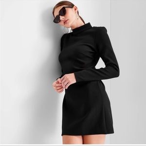 Women's Long Sleeve Mock Neck Open Back A-Line Mini Dress, Future Collective NWT